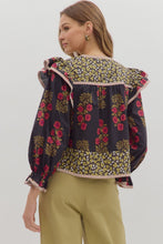 Load image into Gallery viewer, Floral Ruffle Shoulder Long Sleeve Top