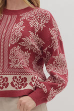 Load image into Gallery viewer, Floral Long Sleeve Knit Sweater