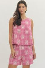 Load image into Gallery viewer, Pink Sleeveless Embroidered Top & Shorts Set