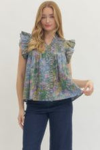 Load image into Gallery viewer, Floral Sleeve Ruffle Print Top