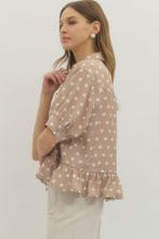 Load image into Gallery viewer, Polka Dot Ruffle Hem Top