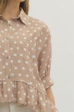 Load image into Gallery viewer, Polka Dot Ruffle Hem Top
