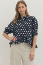 Load image into Gallery viewer, Polka Dot Ruffle Hem Top