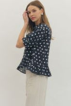 Load image into Gallery viewer, Polka Dot Ruffle Hem Top
