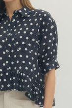 Load image into Gallery viewer, Polka Dot Ruffle Hem Top