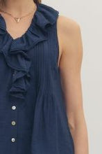 Load image into Gallery viewer, Sleeveless Ruffle Trim V Neck Top