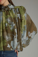 Load image into Gallery viewer, Long Puff Sleeve Floral Print Top