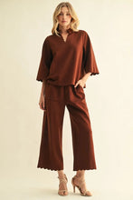 Load image into Gallery viewer, Scallop Trim 3/4 Sleeve Top & Pant Set