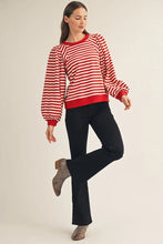 Load image into Gallery viewer, Long Puff Sleeve Stripe Top