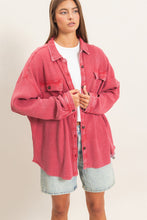 Load image into Gallery viewer, Mineral Wash Waffle Knit Button Up Shacket