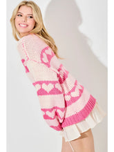 Load image into Gallery viewer, Heart Printed Stiped Knit Sweater