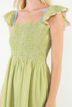 Load image into Gallery viewer, Olive Ruffle Sleeves Smocked Tiered Dress