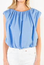 Load image into Gallery viewer, Blue Sleeveless Bubble Top