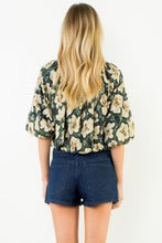 Load image into Gallery viewer, Olive Floral Cinched Waist Top