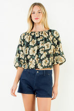 Load image into Gallery viewer, Olive Floral Cinched Waist Top