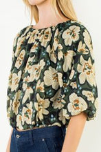 Load image into Gallery viewer, Olive Floral Cinched Waist Top
