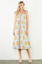 Load image into Gallery viewer, Tie Straps Floral Pattern Button Down Dress
