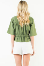 Load image into Gallery viewer, Olive Short Sleeve Drawstring Waist Top