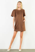 Load image into Gallery viewer, Brown Suede Short Sleeve Dress