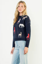 Load image into Gallery viewer, Navy Horse Knit Sweater
