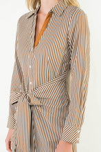 Load image into Gallery viewer, Brown Striped Long Sleeve Dress