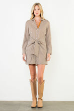 Load image into Gallery viewer, Brown Striped Long Sleeve Dress