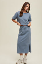 Load image into Gallery viewer, Slate Blue Cropped Tee and Skirt Set
