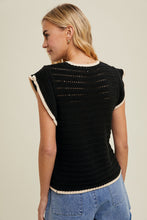 Load image into Gallery viewer, Contrast Detail Open Knit Sweater Top
