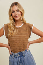 Load image into Gallery viewer, Contrast Detail Open Knit Sweater Top
