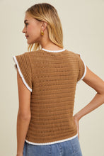 Load image into Gallery viewer, Contrast Detail Open Knit Sweater Top
