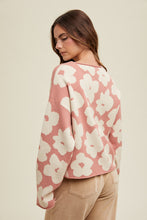 Load image into Gallery viewer, Rose Floral Relaxed Crop Sweater
