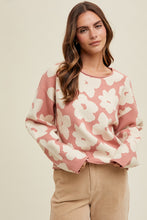 Load image into Gallery viewer, Rose Floral Relaxed Crop Sweater
