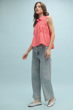 Load image into Gallery viewer, Gingham Button-Up Tiered Sleeveless Shirt
