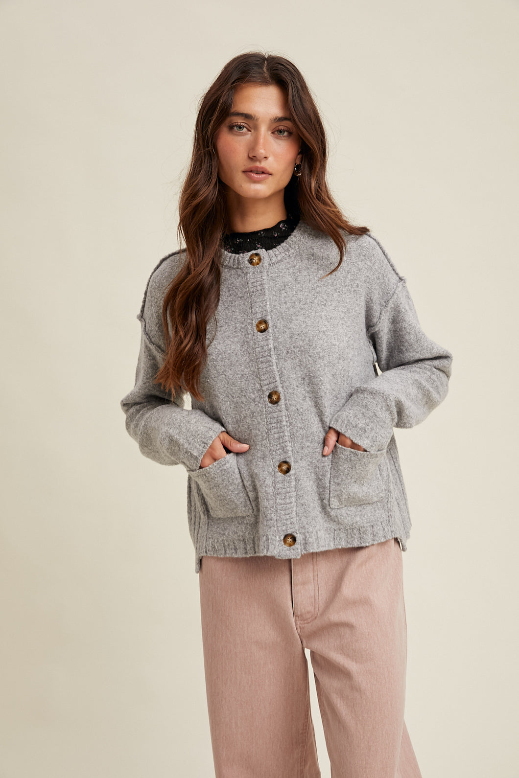 Heather Grey Brushed Cardigan