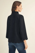 Load image into Gallery viewer, 3/4 Sleeve Faux Suede Scallop Trim Top
