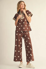 Load image into Gallery viewer, Polka Dot Zip Up Top &amp; Pant Set
