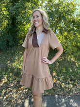 Load image into Gallery viewer, Short Sleeve Suede V Neck Dress
