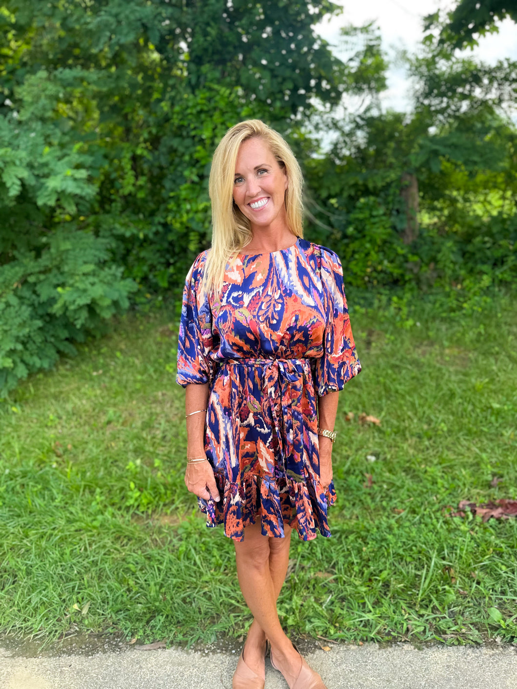Sapphire Abstract Print Dress