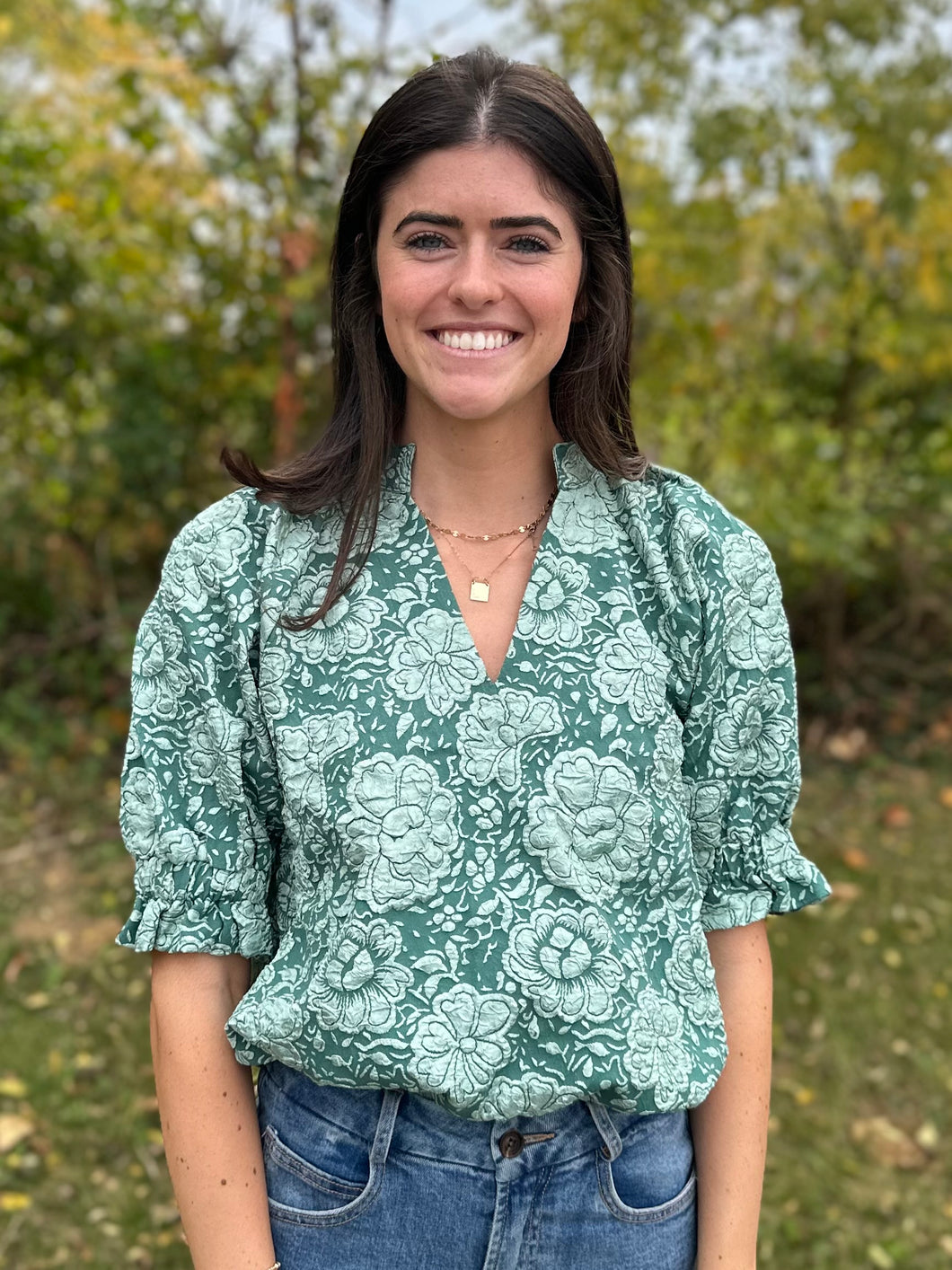 Seafoam Short Sleeve Textured Top