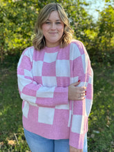 Load image into Gallery viewer, Checkered Color Block Sweater
