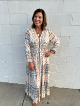 Load image into Gallery viewer, Boho Border Print Long Sleeve Maxi Dress

