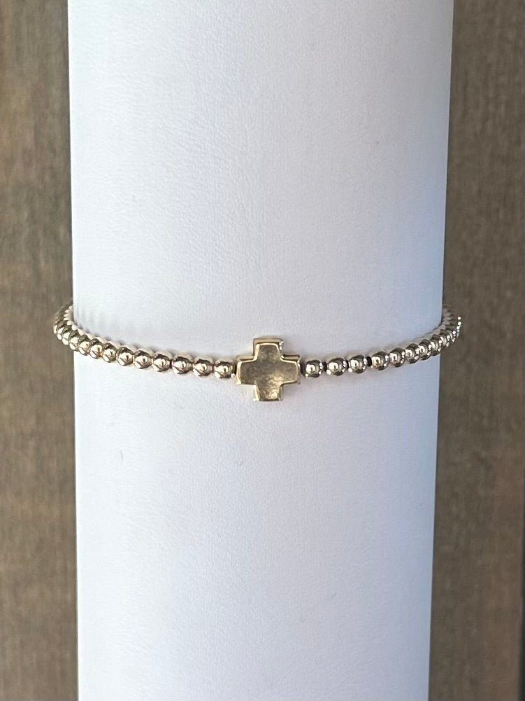 Signature Cross Pattern Bead Bracelet - Gold