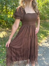 Load image into Gallery viewer, Polka Dot Smocked Tiered Midi Dress
