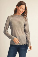 Load image into Gallery viewer, Merrow Edge Detail Polka Dot Mesh Top
