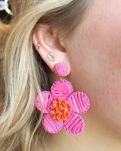 Load image into Gallery viewer, Raffia Wrapped Flower Earrings
