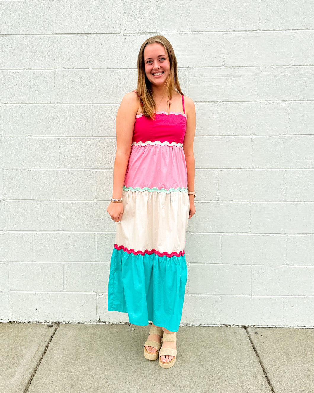 Color Block Poplin Maxi Dress