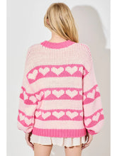 Load image into Gallery viewer, Heart Printed Stiped Knit Sweater
