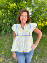 Load image into Gallery viewer, Floral Ruffle Sleeve Peplum Top
