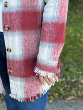 Load image into Gallery viewer, Fringe Detailed Long Plaid Jacket
