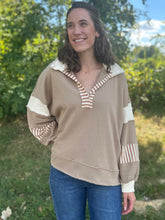 Load image into Gallery viewer, French Terry Knit Color Block Top
